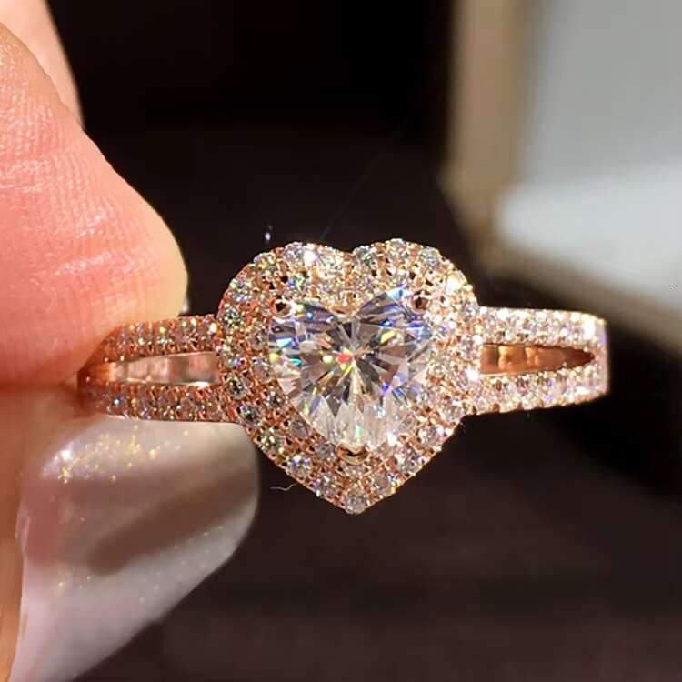 Trendy Jewelry 2023 Women 9K 10K 14K 18k Gold Heart Ring Fine Jewelry Rings