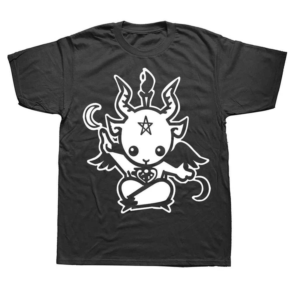 New Summer Style Satanic Goat Baphomet Cartoon T Shirt Men Cotton Short Sleeve Printed T-shirt Brand Tshirt Mens Clothing W250607