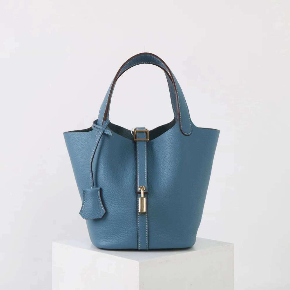 VIELINE New Women's Basket Genuine Leather Underarm One-Shoulder Handbag Small Tote Inside Crossbody Bucket Bag