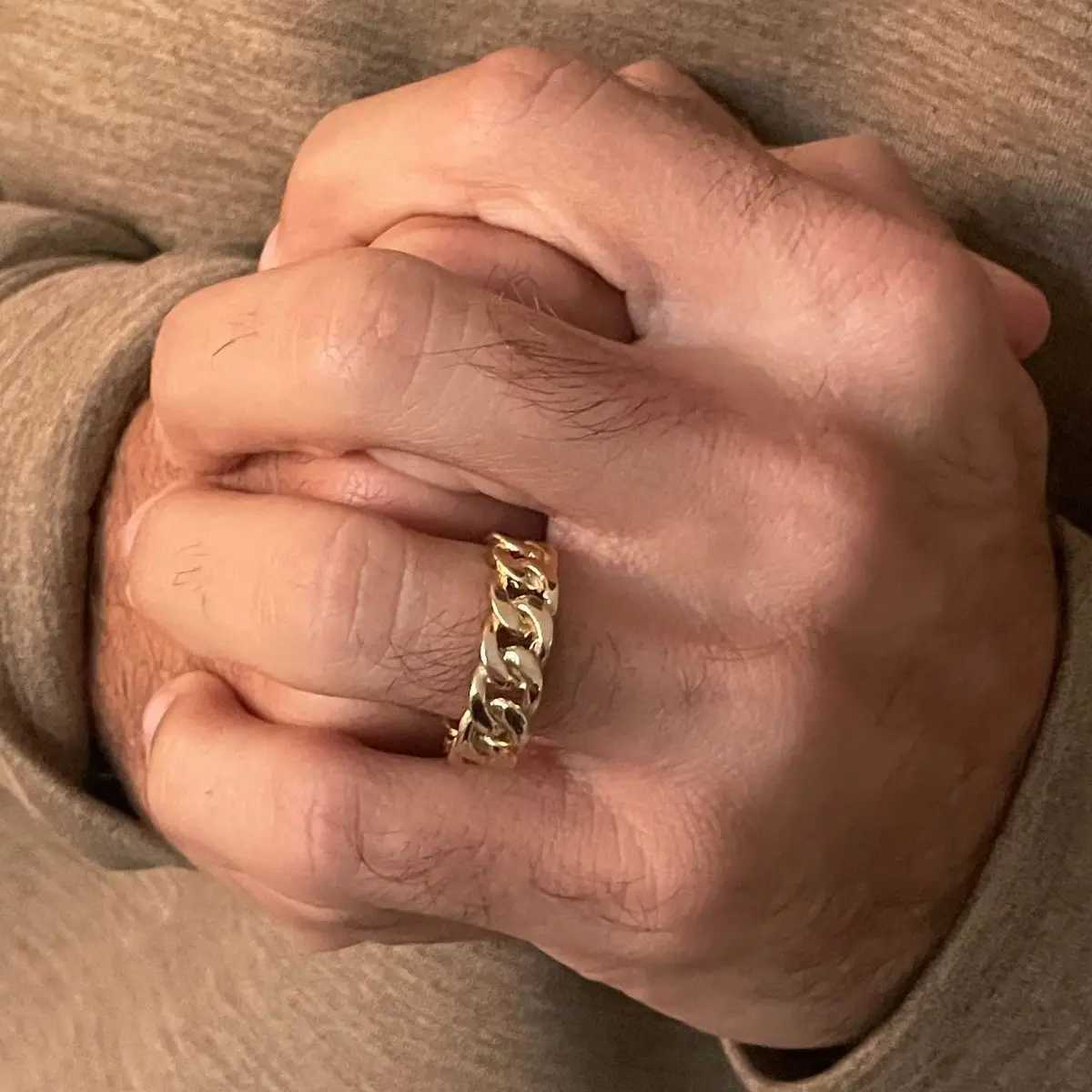 7MM Stainless Steel Ring for Men Boys Hollow Hard Curb Link Chain Biker Ring Bands Ring Stylish Jewelry Gifts W250606