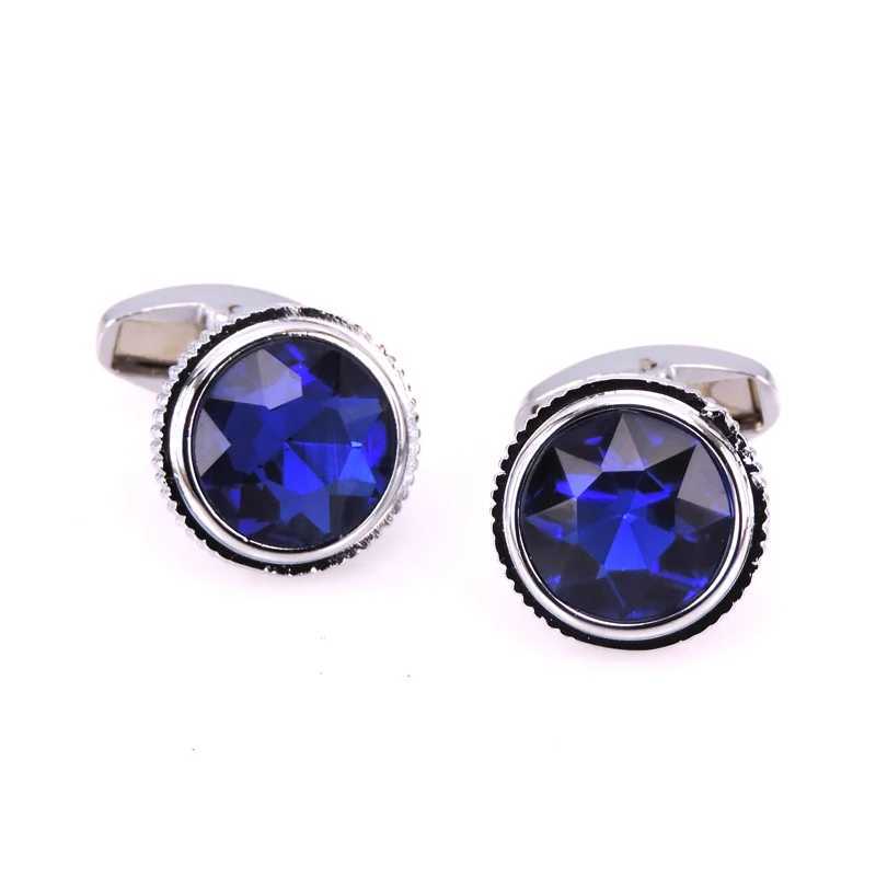 Novel carbon fiber Cufflinks Mahogany crystal gem crown cuff button High quality hand cut Cuff-links Mens jewelry wholesale. W250606