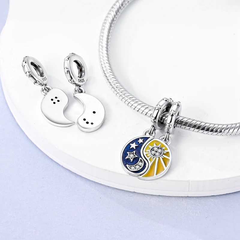 Original Charms 925 Silver Sun And Moon Charms Beads Fits 3mm Original Bracelet For Necklace Women Diy Jewelry Gifts Hot Sale XJ250607