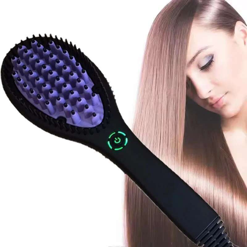 Hair Straightener Ceramic Fast Straightening Heating Hot Comb Women's Smoothing Brush Styling Tool Curling Iron
