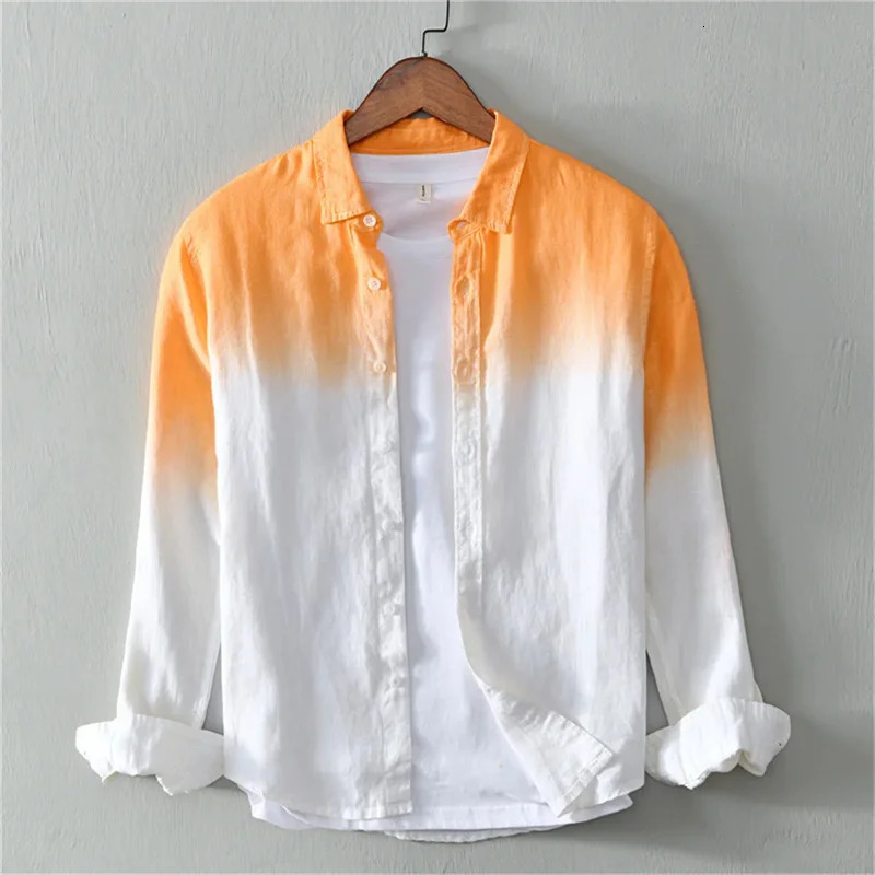Summer Shirt Casual Long Sleeve Lapel Shirt 3D Printing Light Color Changing Mens Linen Shirt XS-6XL Fast 250605