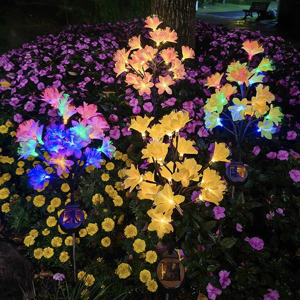 Peach Blossom Lawn Lamp Decoration Flower Lantern For Courtyard Yard Patio Garden Holiday Party Lighting Solar LED LightsXJ250606