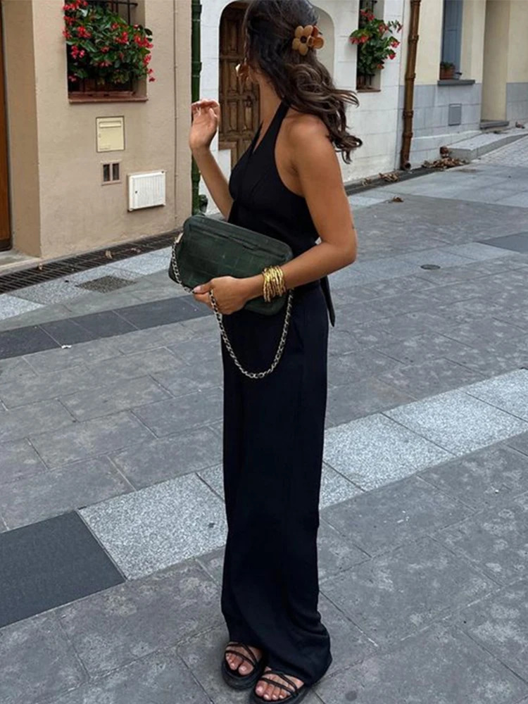 Halter Vest Coat Pants Women 2 Piece Sets Backless Single Breasted Lace Up Crop Top Wide Leg Pants Female Outfit Lady Streetwear 250605