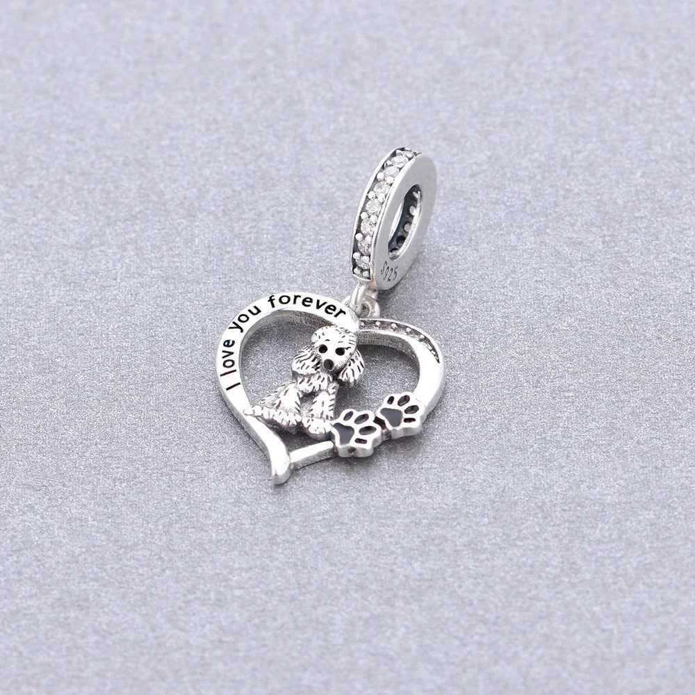Huoonew Fit Original Pan Charm Bracelet 925 Silver I You Forever Yorkshire Dog Bead For Making DIY Memorial BerloqueXJ250607