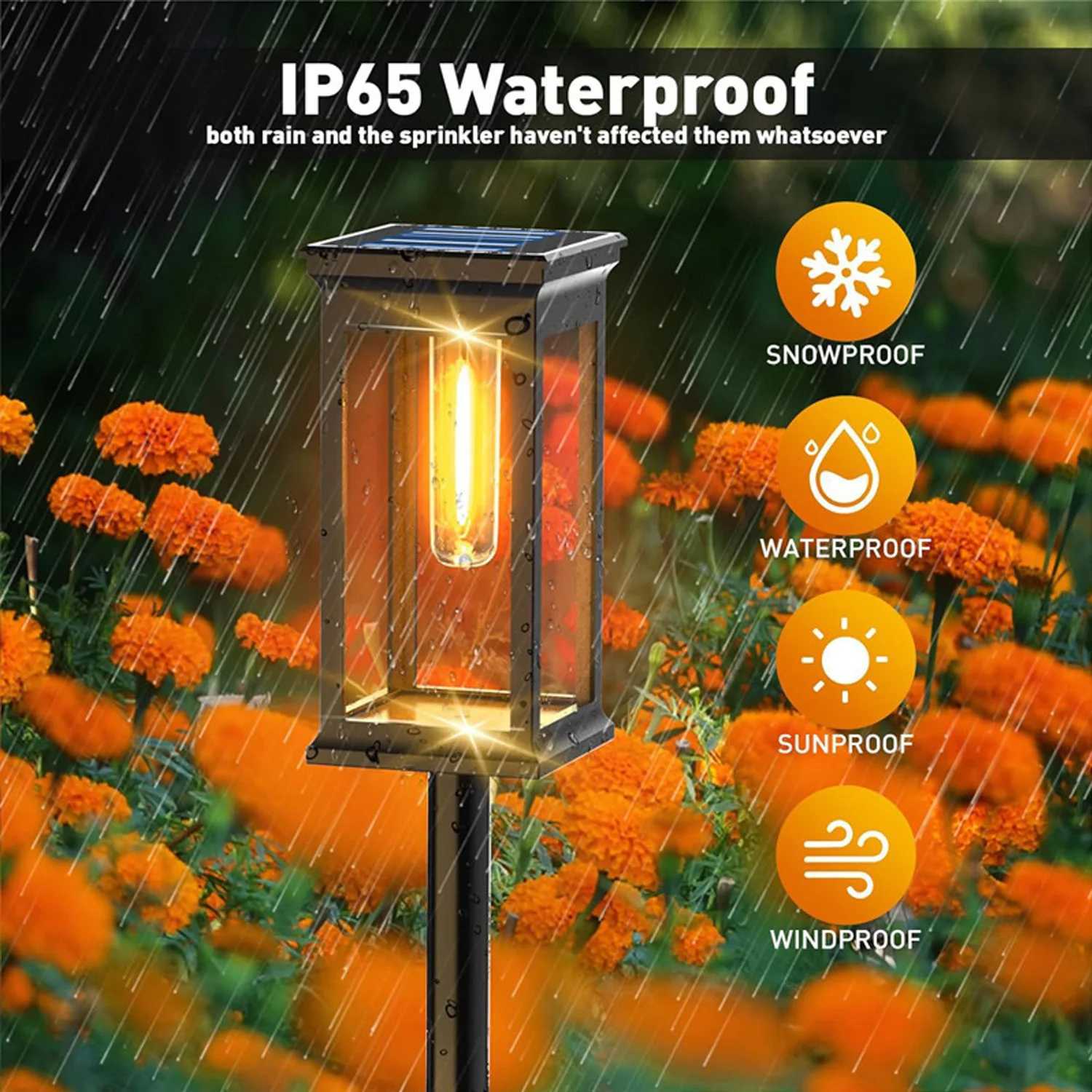 Solar LED Lawn Lights Warm Light Waterproof Outdoor Solar Sidewalk Garden Sidewalk Driveway Lawn Patio Garden Landscape Lighting XJ250606