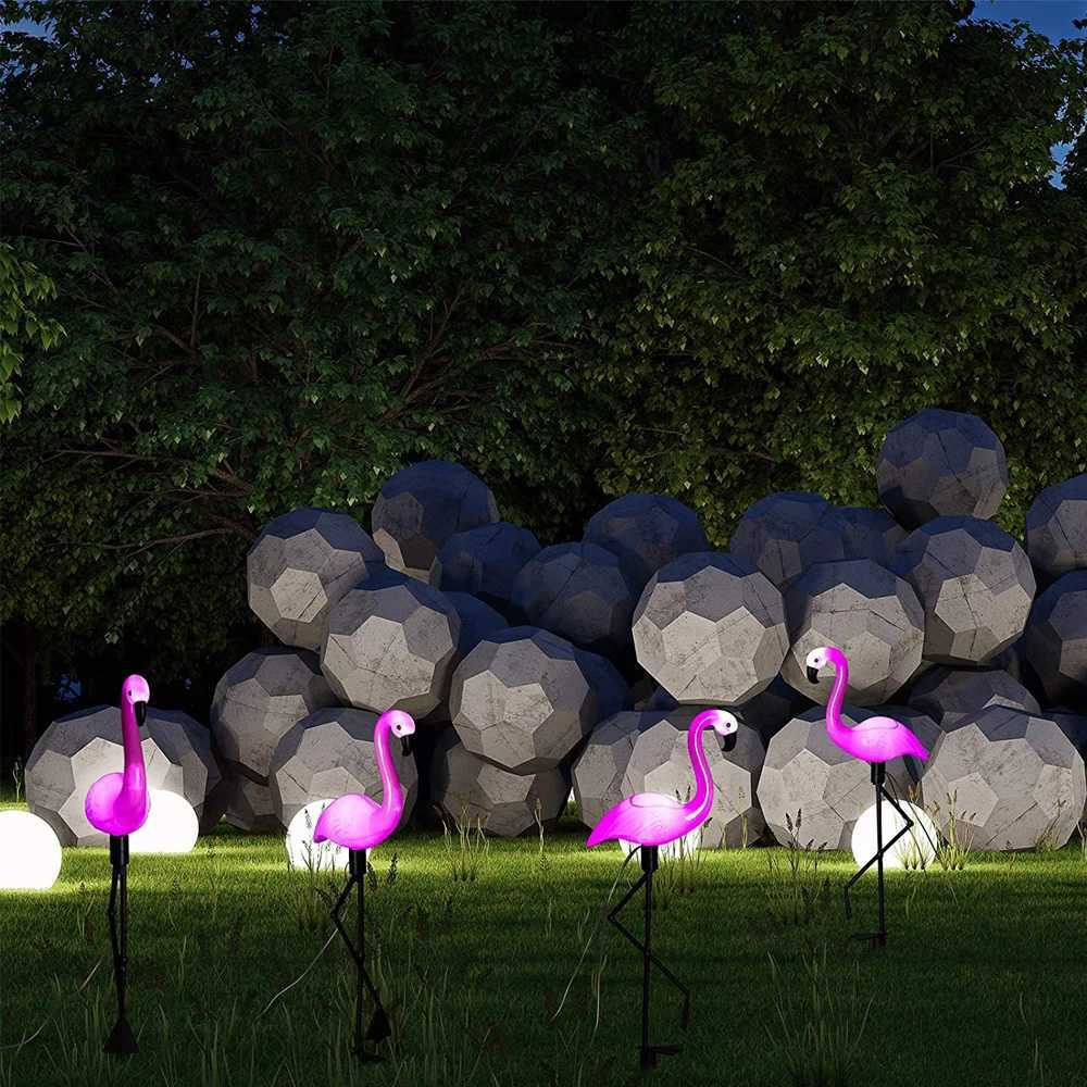 Flamingo Solar Lights Outdoor Solar Decorations Lawn Garden Ornaments Yard Waterproof Flamingo Stake Lights for Christmas Patio W250607