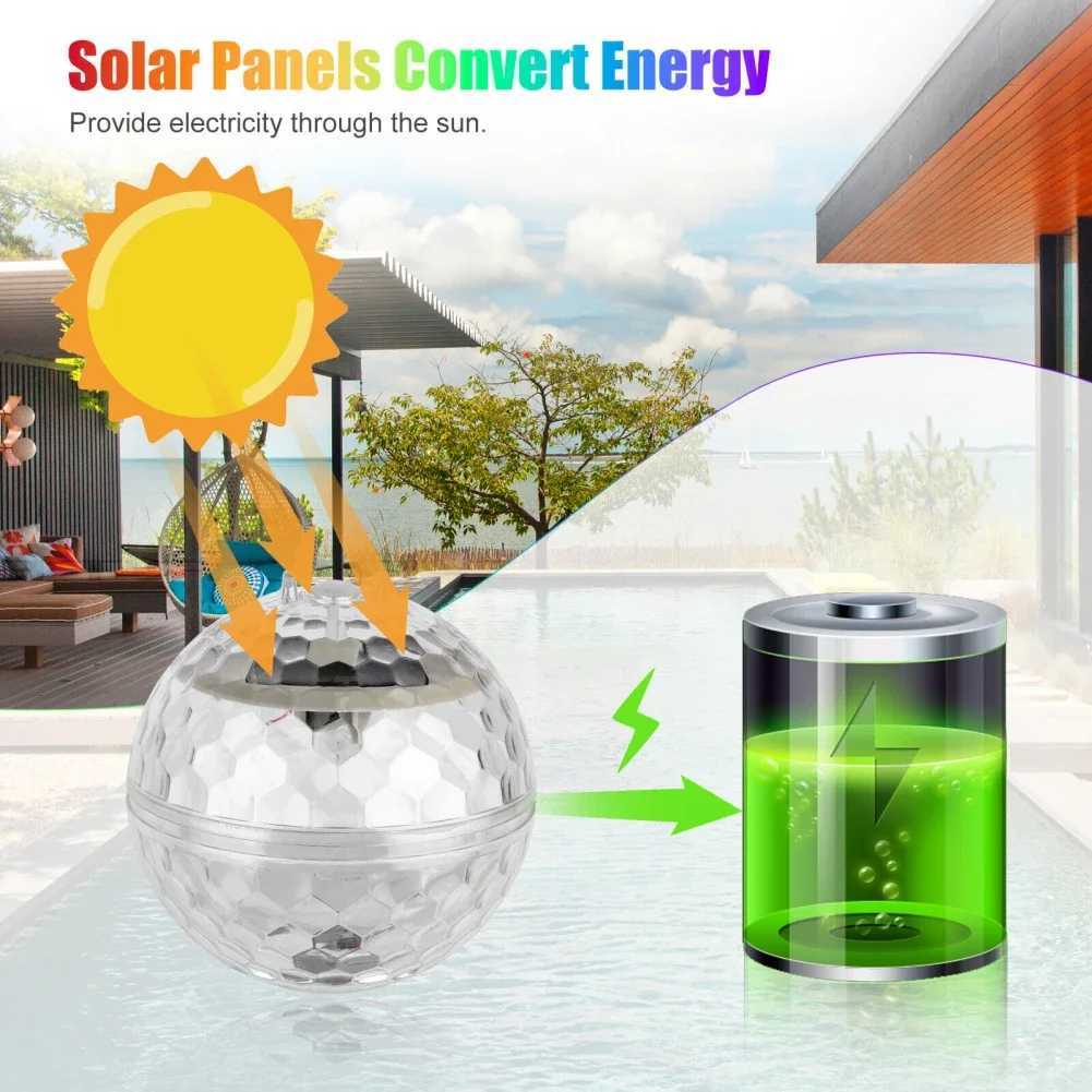 Solar Lamps Floating Pool Lights Outdoor Lighting Built-in 600mAh Battery Energy-saving 7 Colors Changing Rotating Garden Light W250607