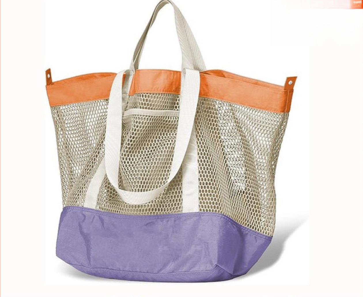 Top quality Brand High Quality New Style New Fashion Mesh Beach Bag Portable Large Capacity Outdoor Travel Storage Shoulder Bag New Free Delivery Desi