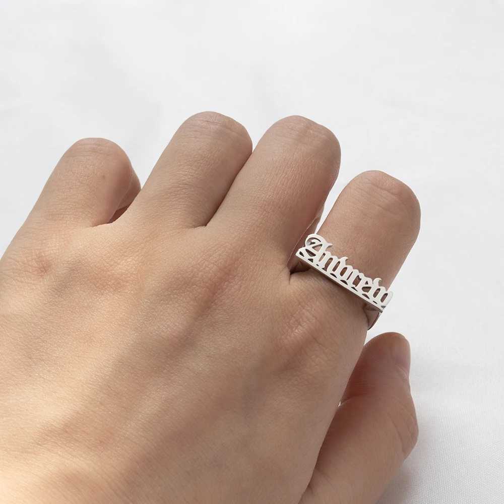 Customize Personalized Trendy Classic Retro Name Rings Couple Stainless Steel Jewelry Ring Party Birthday.Gifts For Various Occasions XJ250606