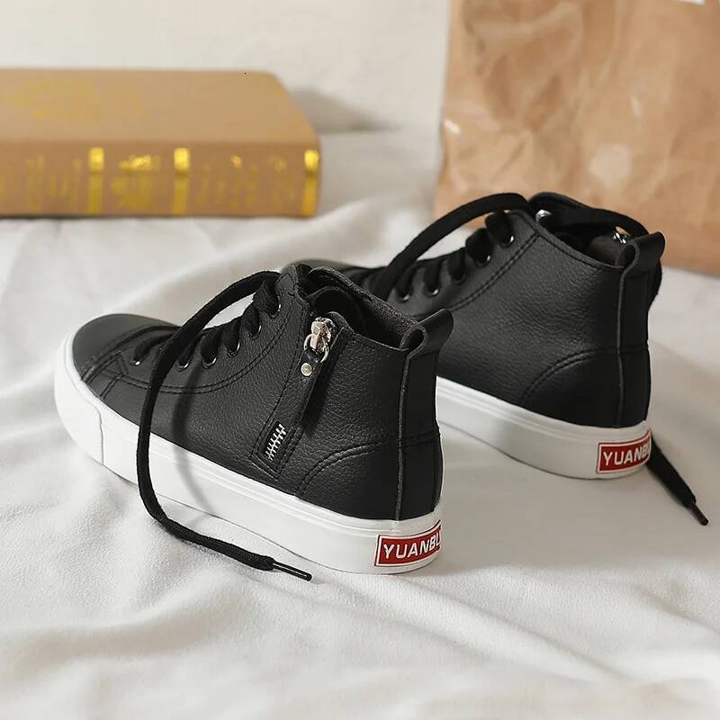 ddmyoutdoor Spring Autumn New High Top Zipper Flats Korean Version Wild Breathable White Students Flat Shoes Womens Outdoor Outdoor Shoes