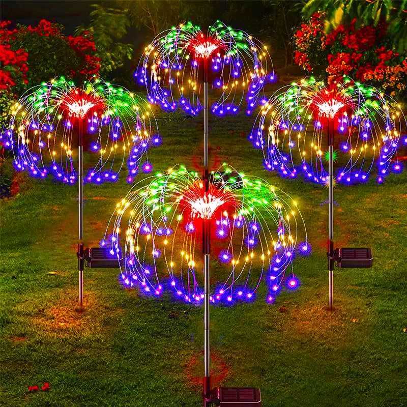 LED Solar Firework Lights Garden Decoration Fairy Lights Waterproof Outdoor Dandelion Lawn Lamp for Garden Landscape Lawn Decor XJ250606