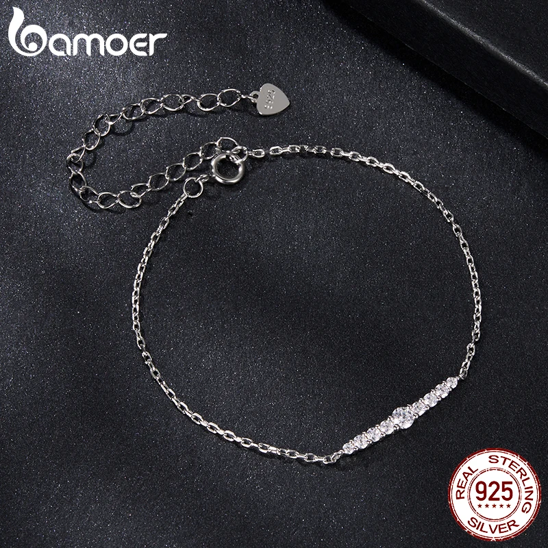 Bamoer Sparkling Moissanite Bracelet Adjustable Strand Bracelet for Women Engagement Birthday Gift Fine Jewelry MSB023 Tester moissanite