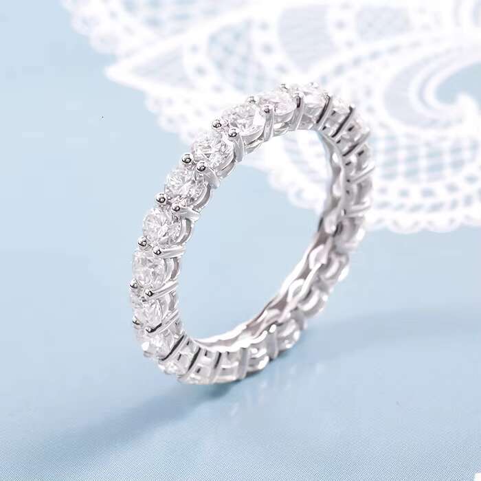 18K Gold Bubble Rings for Women Moissanite Solitaire Ring Matching Diamonds Band Engagement Wedding Ring New