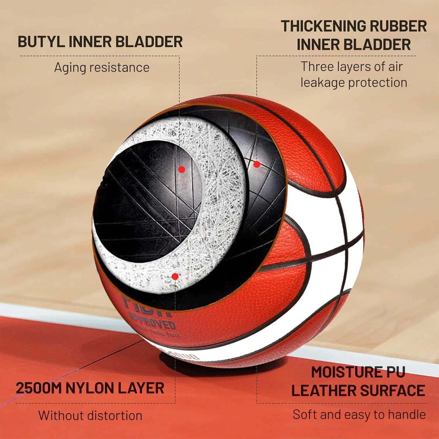 Moten Basketball BG4000 Standard Basketball PU Material for Regular Competition Basketball Wear-Resistant Size 7XJ250606