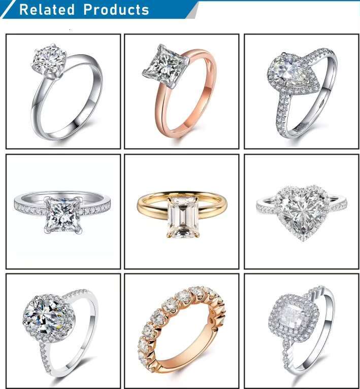 Simple Jewelry 14K Yellow Gold D VVS1 Moissanite Diamond Rings Halo Engagement Ring for Women