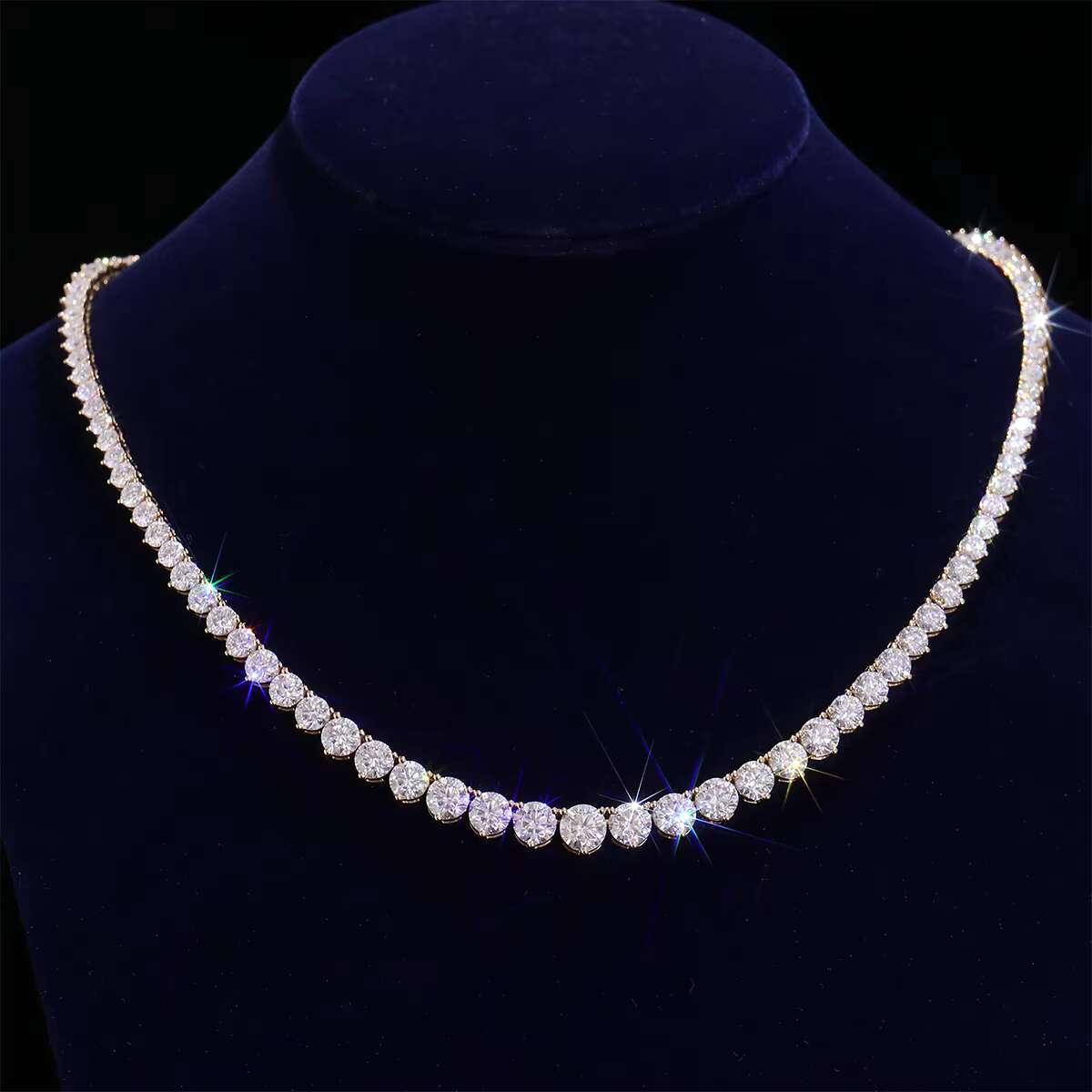 Men Chain Necklace Ice Chain for Nen 4K Yellow Gold Tennis Chain Moissanite Unisex Hip Hop Style Party Daily Wear Customization