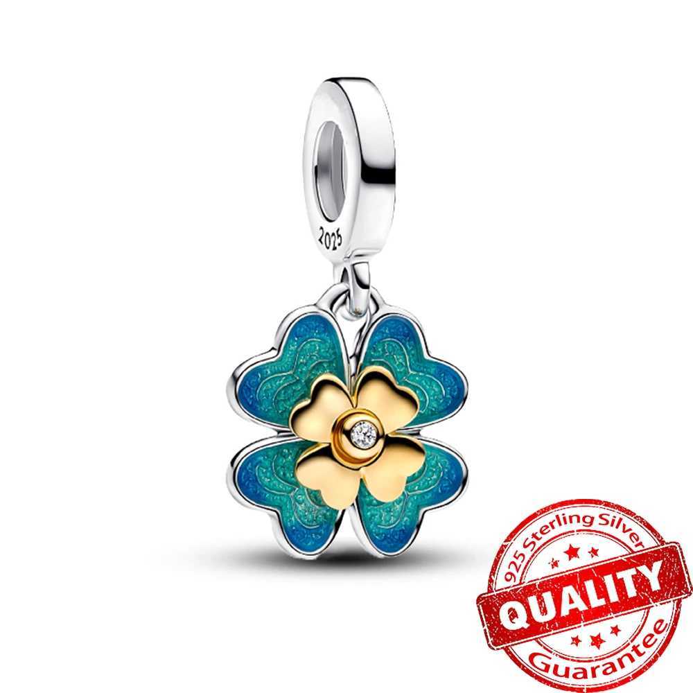 New S925 Sterling Silver Football Beads Two Tone Stone Charm Fit Original Bracelet DIY Jewelry Accessories XJ250607