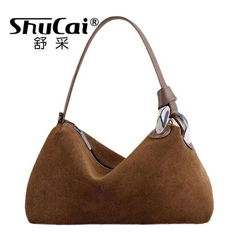 Ladies Matte Suede Leather Pillow Tote High Quality Women Brown Coffee Handbag Winter Autumn Female Shoulder Crossbody Bag Red 250608