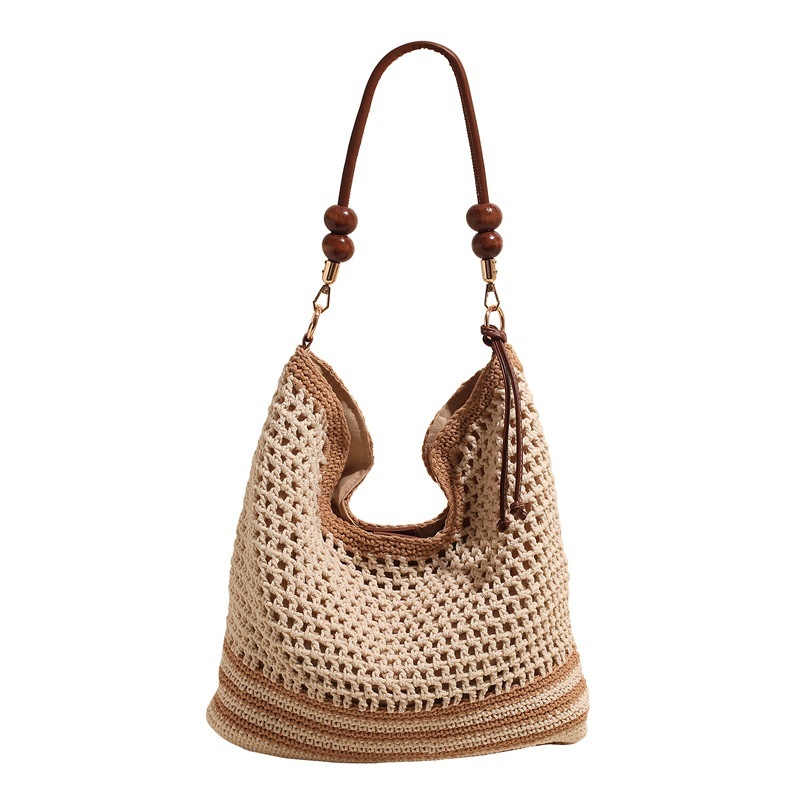 designer Beach Vacation Straw Woven Bag Women's 2025 Spring Summer New Commuter Shoulder Crossbody Bag Hollow Woven Tote Bag