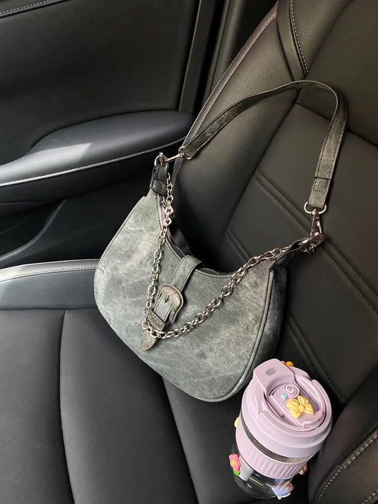 designer Niche Handbags for Women 2025 New High-End Crescent Bag Retro Shoulder Bag Canvas Underarm Bag Chain Handbag