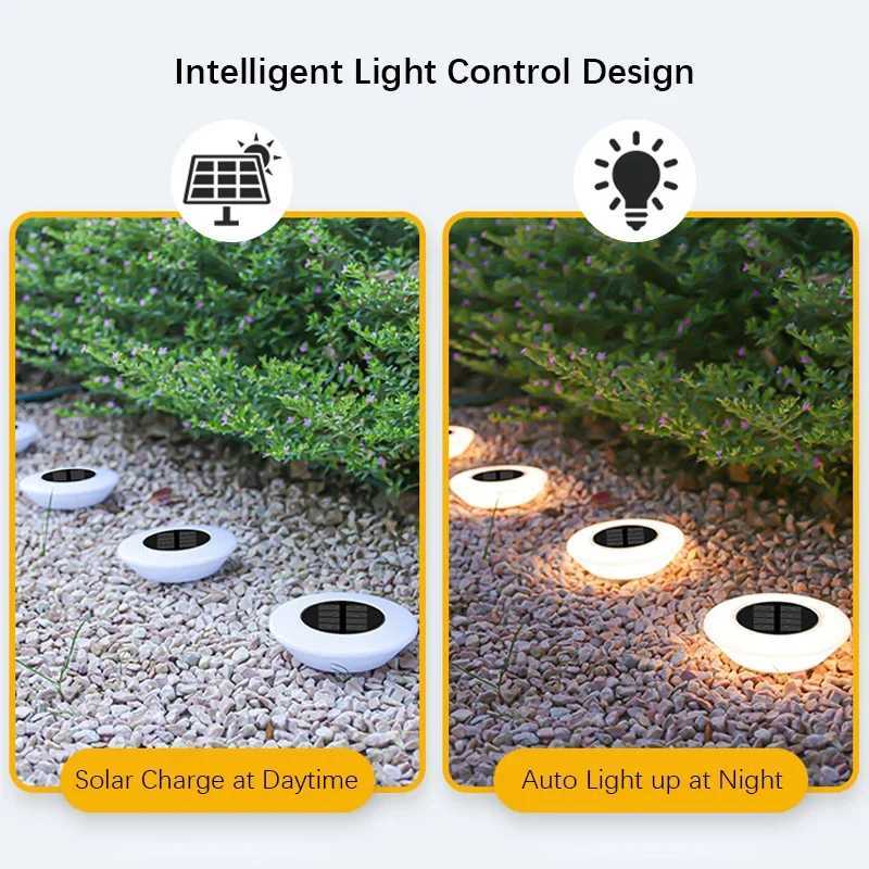 1/4PCS Solar Lights Outdoor Lamp 360 LED Floor Lights Waterproof with On/Off for Garden Yard Driveway Patio Lawn 1/4PackXJ250606