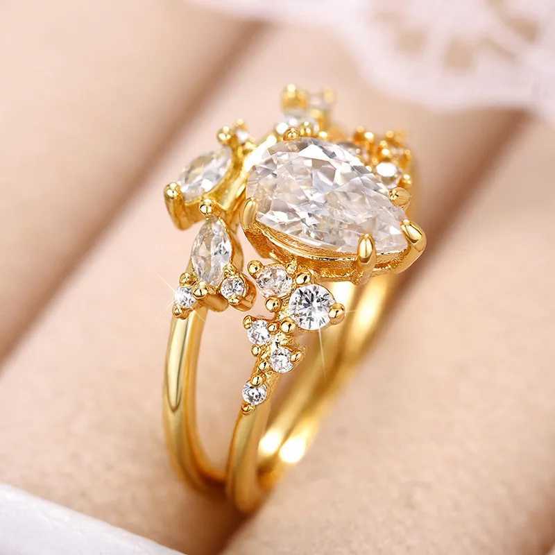 Luxury 925 Sterling Silver Cubic Zirconia Ring Set for Women Exquisite Leaf Design Wedding Accessory Statement Jewelry XJ250606