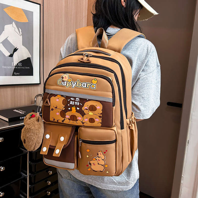 Kapibala Print Boys Girls Colorful Backpack Casual Trendy Cute Women Student Bag