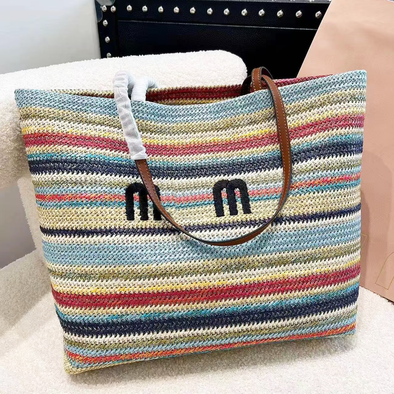 Luxury handbag Shoulder Designer bags lady shopper Raffias effect woven tote bag Womens mens crossbody weave summer Straw bag 10A Clutch vacation travel beach bags