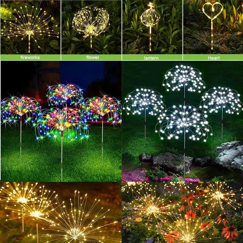 Solar LED Lights Solar Firework Fairy Light Outdoor Garden Decor Pathway Lights Waterproof Yard Lawn Patio Landscape Decor LightXJ250606