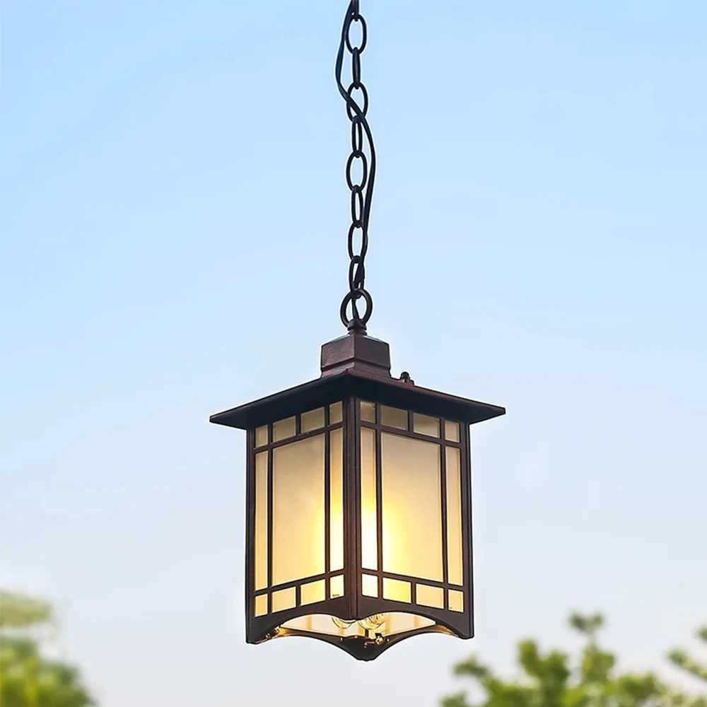 Outdoor chandelier waterproof Chinese retro garden light entrance balcony corridor aisle garden pavilion ceiling light W250607