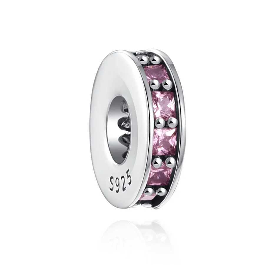 New 925 Sterling Silver Plated Pink Series Spacer Double Pendant Bead Fit Original European Charms Bracelet Jewelry Accessories XJ250607