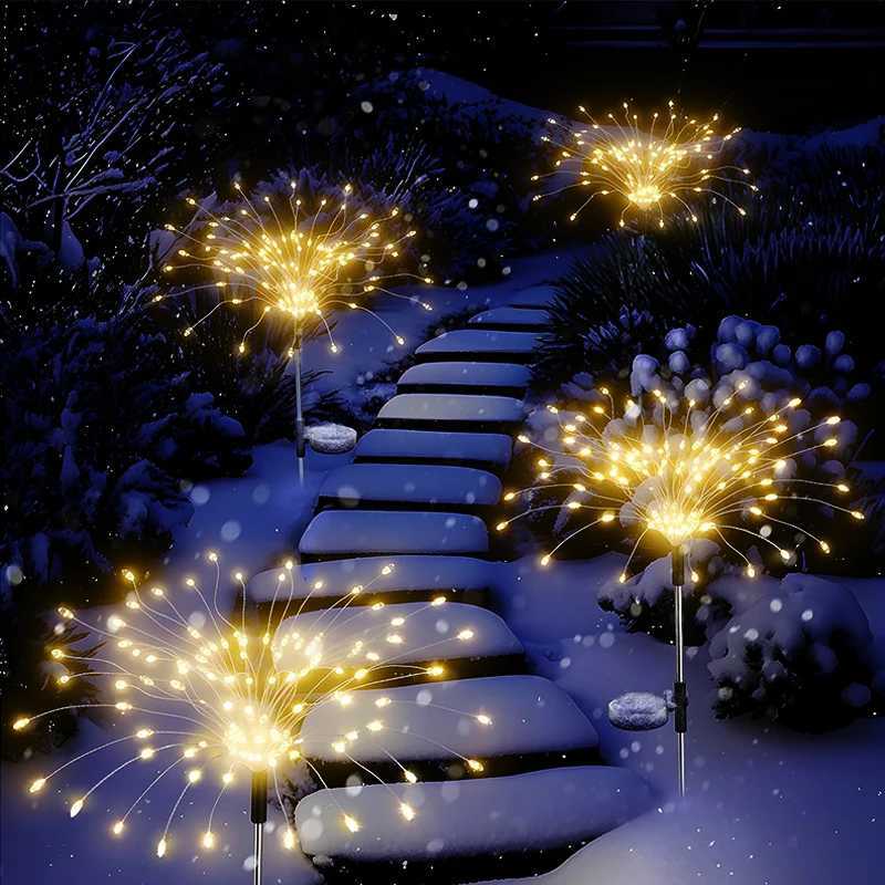 420LED Solar Power Firework Garden Lights Decoration Pathway Outdoor Waterproof Patio Lawn Landscape Yard Solar Light W250607