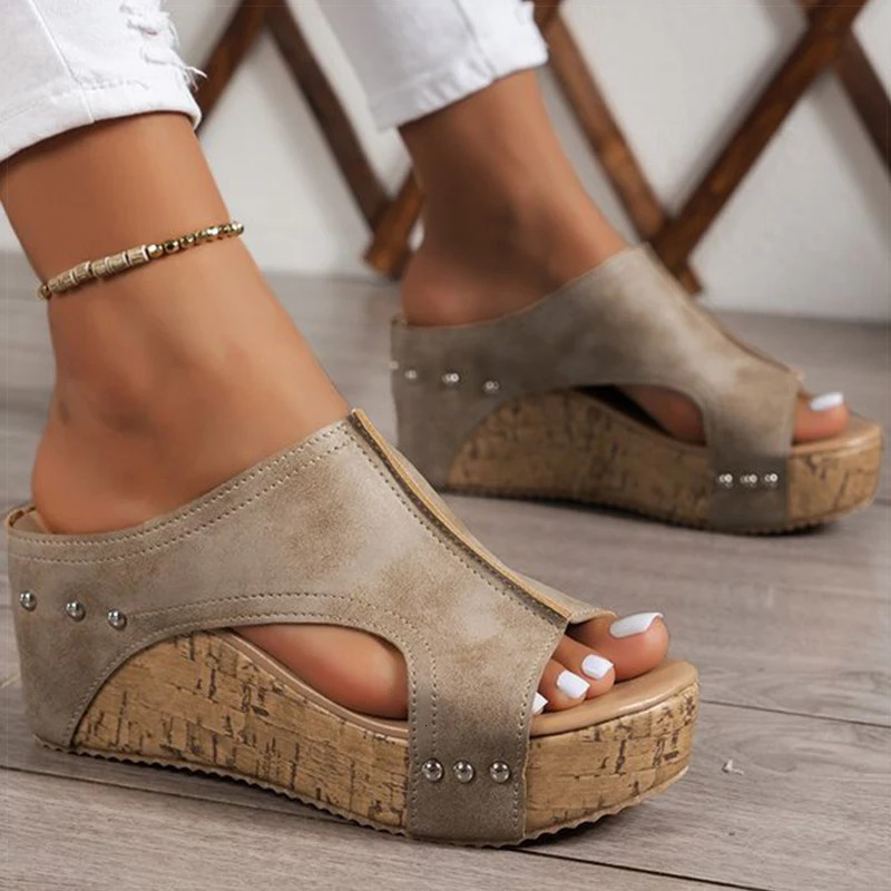 Womens Sandals High Heels Sandals With Wedges Shoes Woman Platform Sandals Summer Peep Toe Heeled Slippers Sandalias De Mujer 250605