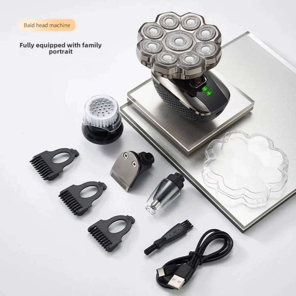 Magnetic Absorption Electric Shaver Ninja 9 Head Grooming Tool Full Body Washing Razor Self-Help Hair Removal Kit USB Charging