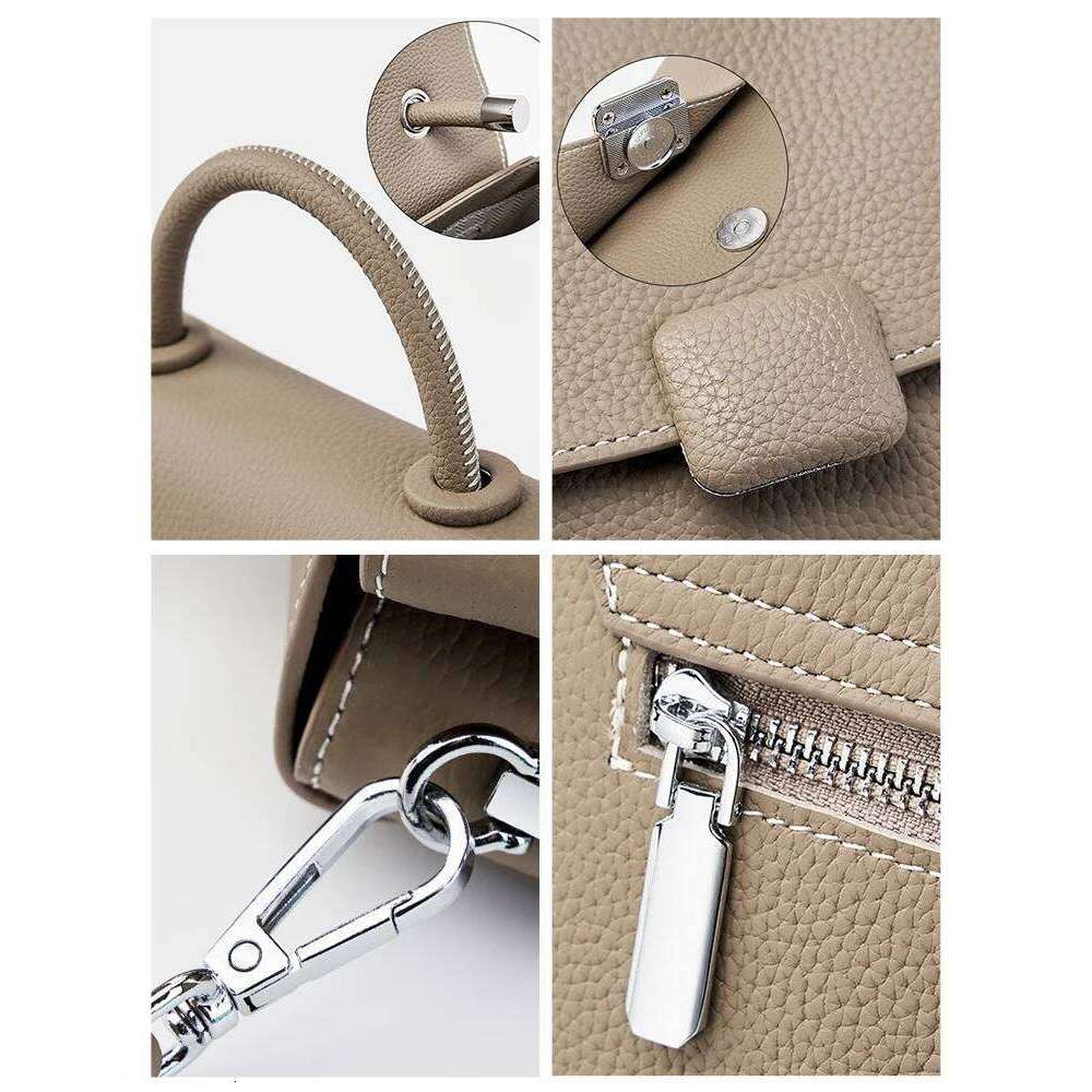 Zency Genuine Leather Simple Top Handle Handbag Women Designer Square Crossbody Satchel Flap Bag For Spring Summer