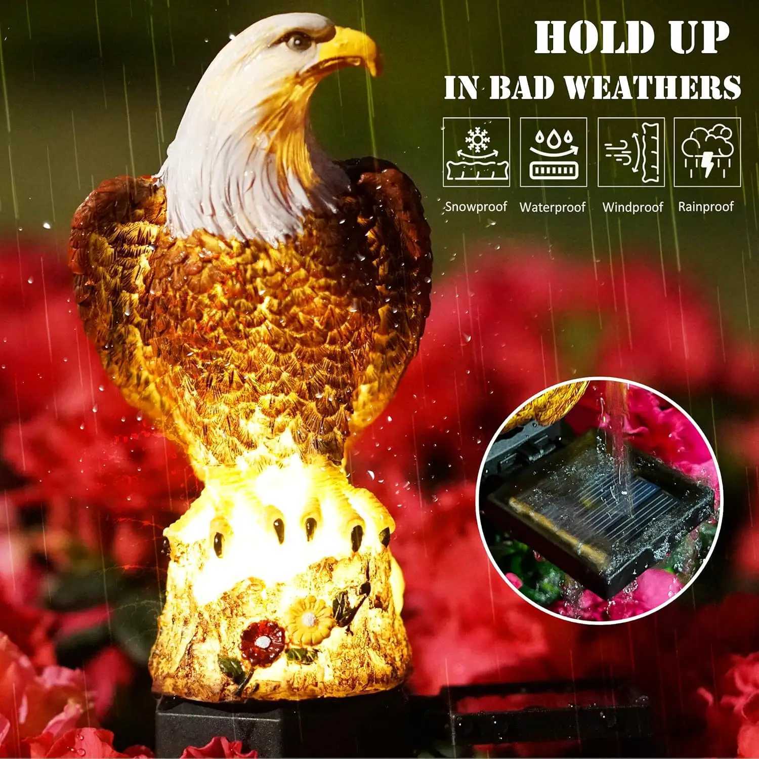 LED Solar Lights Outdoor IP44 Rainproof Owl Resin Lamps Animal Yard Lawn Garden Decoration Night Lights Ground Plug Lights XJ250606