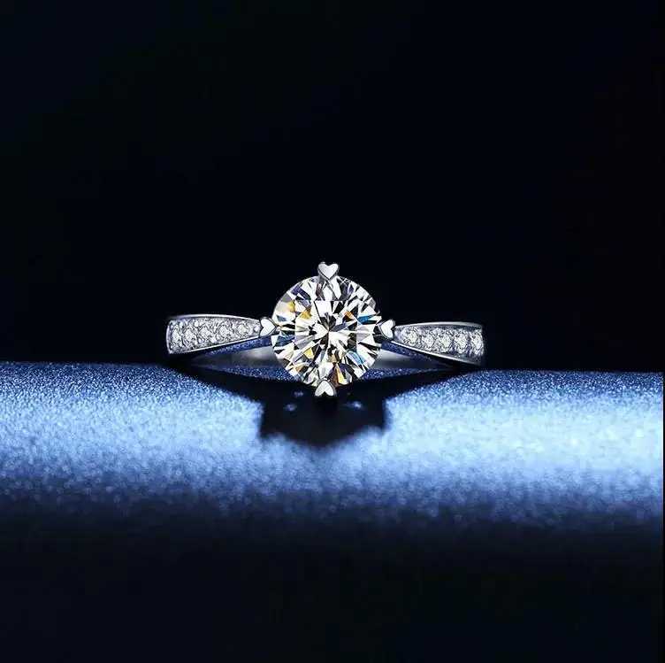 Hot Luxury crystal 925 Sterling silver diamond ring for woman Beautiful moissanite Ring fashion noble Wedding Party jewelry XJ250606