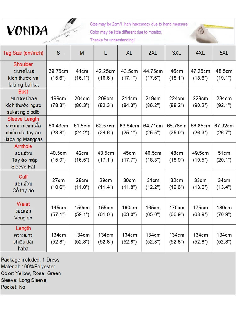 Plus Size 5XL VONDA Bohemian Printed Maxi Long Dress 2024 Women Vintage Flare Sleeve Vestidos Elegant Party Sundress Casual Robe y250526