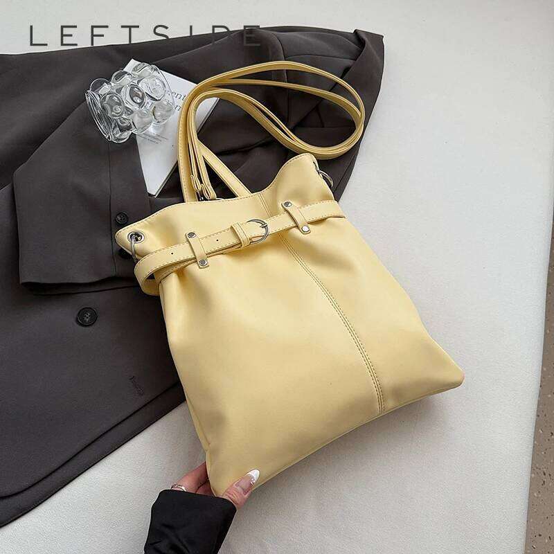 LEFTSIDE PU Leather Crossbody Lady Shoulder Bag for Women 2025 Summer New Trend Fashion Handbags School Bags Backpacks