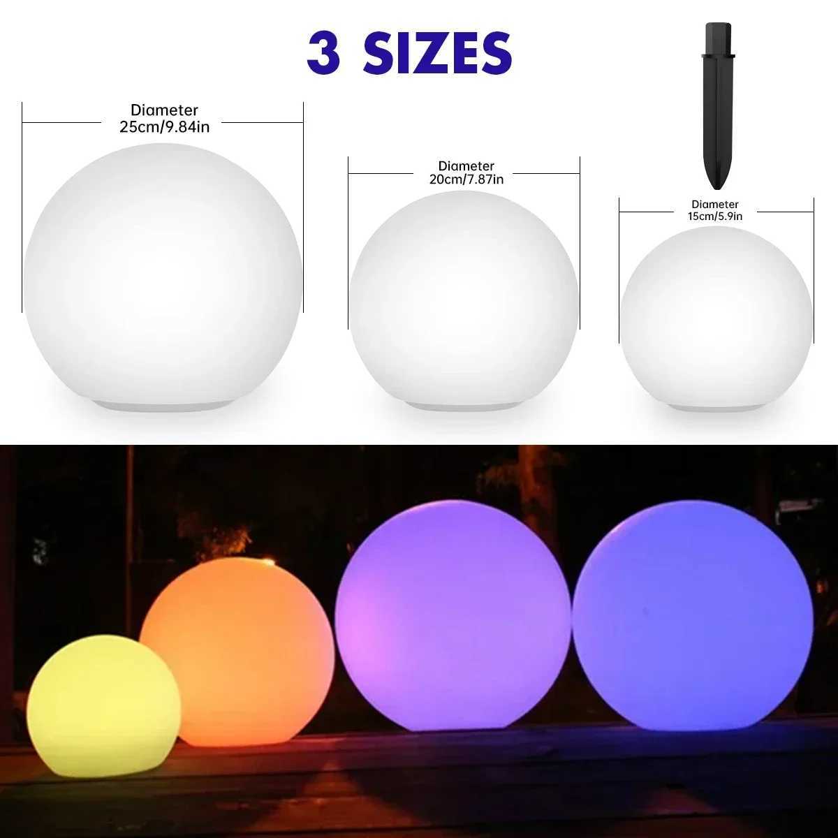 Solar Ball Light Outdoor Waterproof Garden 16 RGB Color Luminous Round Light Remote Control For Yard Lawn Backyard DecorationXJ250606