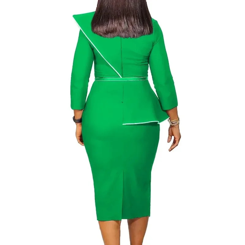 Dashiki African Dresses for Women Autumn Fashion 3/4 Sleeve Polyester O-neck Party Evening Bodycon Dress Outfits S-3XL 250603