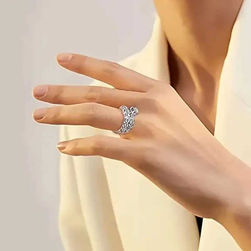 925 Sterling Silver Rings for Women Shiny Round Zirconia Finger Accessories for Wedding Double Stackable Fashion Jewelry XJ250606