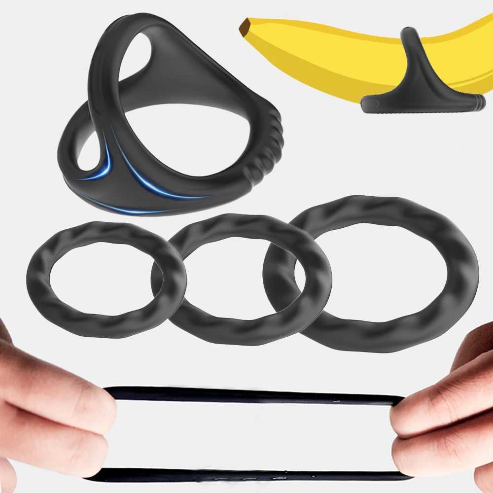 3PCS Cock Rings Penis Enlargement Durable Silicone Penis Ring Sex Toys for Adults Men Male Delay Ejaculation Scrotum Lock Ring XJ250607