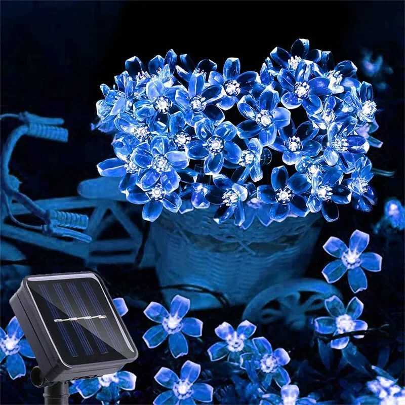 Solar Garden Light Outdoor Solar String Lights Waterproof Fairy Simulation Floral Garlands Lamp Christmas Decoration XJ250606