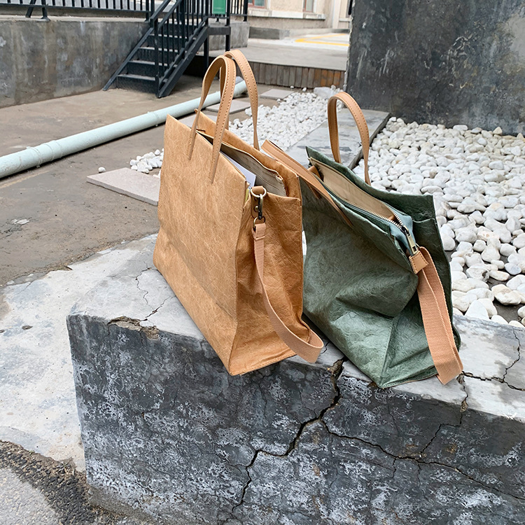 designer 2025 Korean New Style Unisex Simple Crossbody Bag Ins Large Capacity Retro Kraft Paper Bag Handbag Shoulder Bag