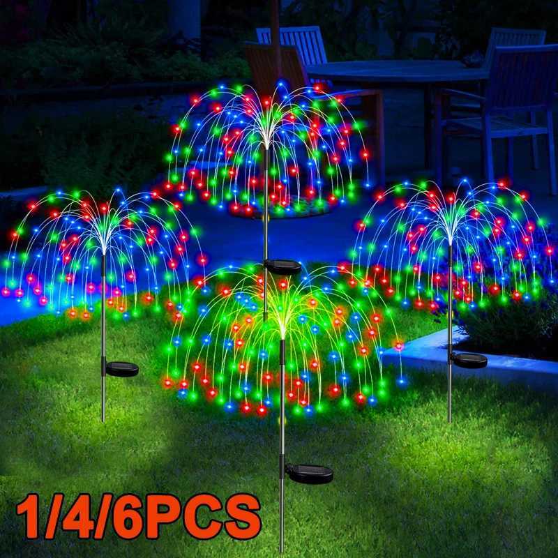 LED Solar Power Lights Firework Garden Decoration Fairy Lights Waterproof Outdoor Dandelion Lawn Lamp For Patio Path XJ250606