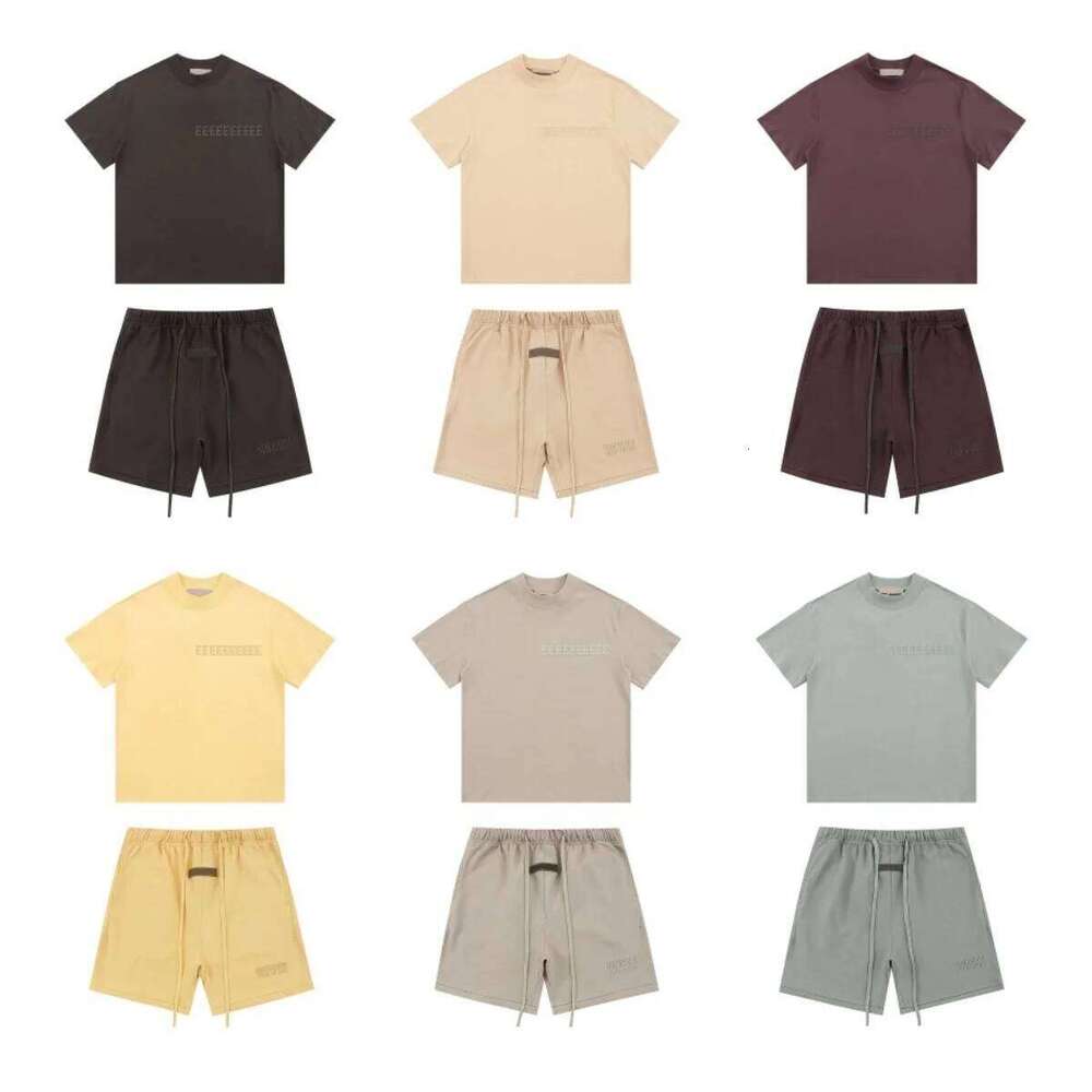 Trendy Brand 2024 Summer Sets Men's Fashion Streetwear Cotton Crew Neck T shirt Set Letter Print Shorts Tees